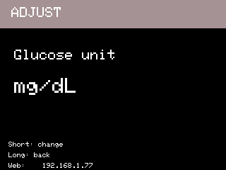 User Manual B-Sense glucose unit screen in mg/dL