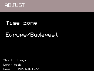 User Manual B-Sense mini menu time zone screen
