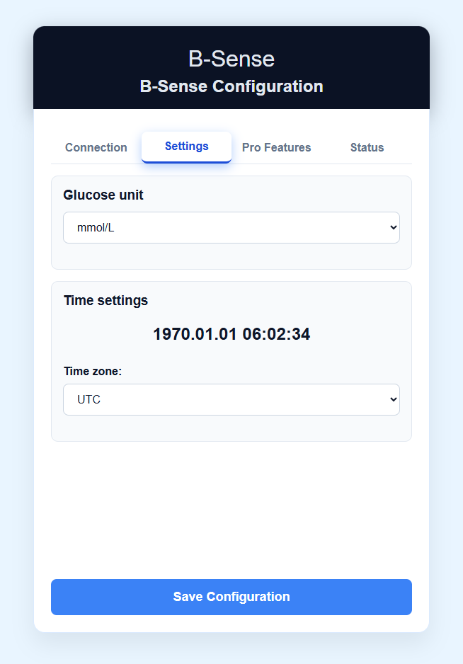 User Manual B-Sense web setup settings tab